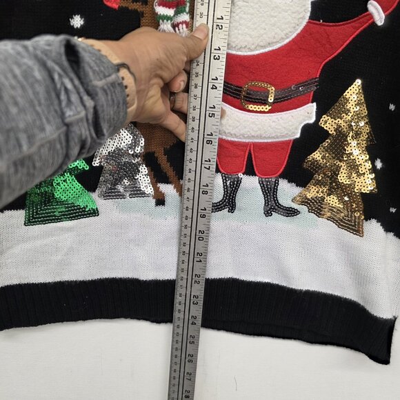 Karen Scott 100% Acrylic Crew Neck Christmas Holiday Sweater, Black Size Large - Picture 3 of 7